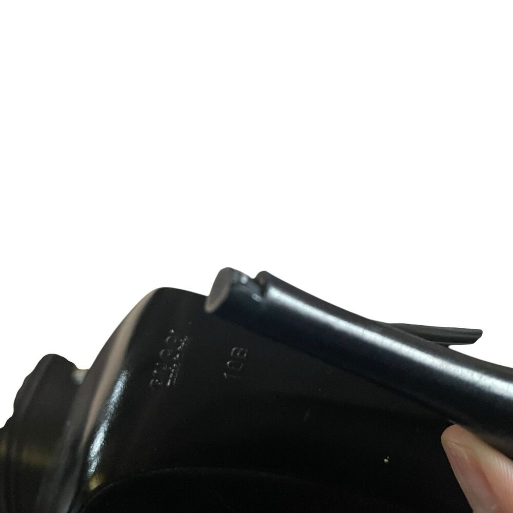 GUCCI SHOES HIGH HEEL BLACK LEATHER ROUNDED TOELINE PUMP SIZE 40 US 10 LUXURY - Picture 9 of 13